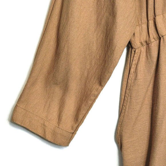 ASOS Tan Brown Relaxed Fit Jumpsuit 14 Scoop Neck Straight Leg Casual Chic - Picture 5 of 12